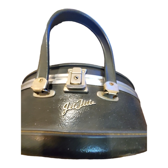 Vintage Jet Flite Train Case Round Suitcase Luggage Gray Tri-Taper 60s - Picture 8 of 13